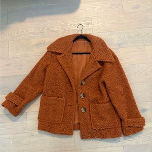 Free People teddy jacket -Clay